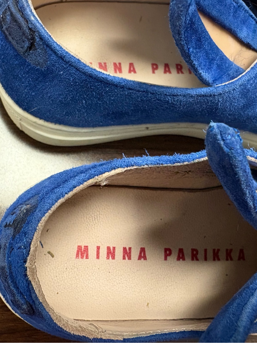 Minna Parikka Blue Suede Slip-On Bunny Sneakers with Rainbow Laces - Picture 4 of 11